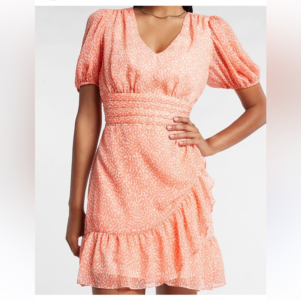 Express wrap ruffle dress